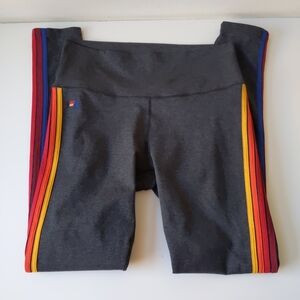 Gray Women's Athletic Pants with Multicolor Stripes